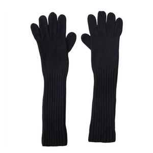 Long Black Ribbed Gloves